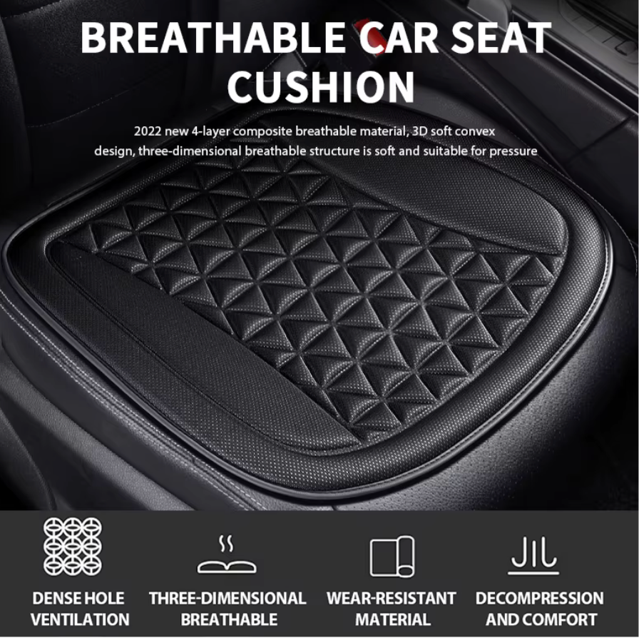 Black Quilted Car Seat Cushion & Backrest Protector