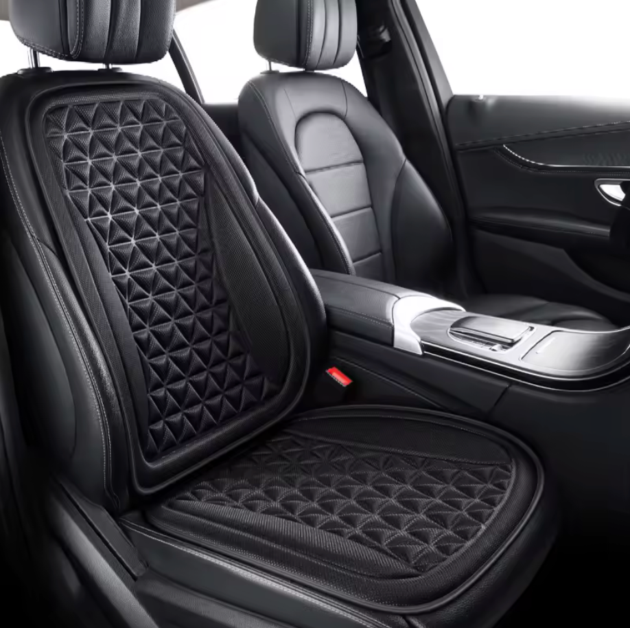 Black Quilted Car Seat Cushion & Backrest Protector