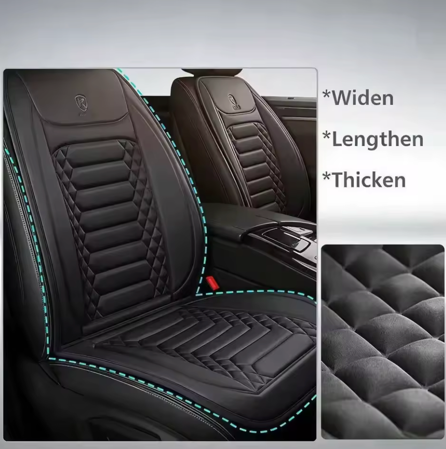 Universal Car Seat Covers – Premium Leather Look Front Seat Covers – Black | Crest & Road